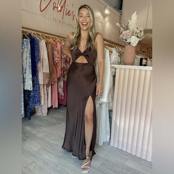 Bec & Bridge Hazel Maxi Dress Chocolate Brown Black Size US 6 NWT - Picture 13 of 13